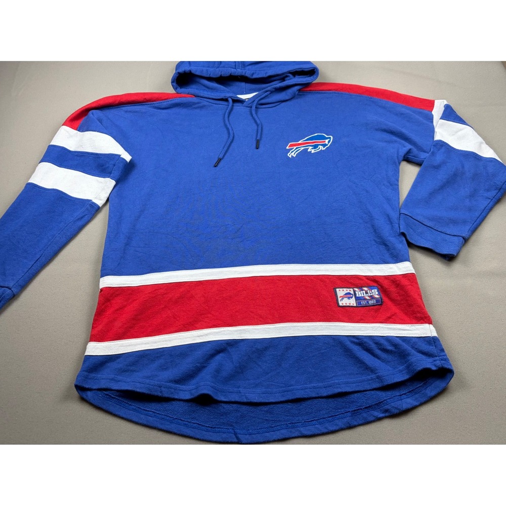 Buffalo Bills NFL Team Apparel Hoodie Mens Large Blue Red Hockey Jersey Style